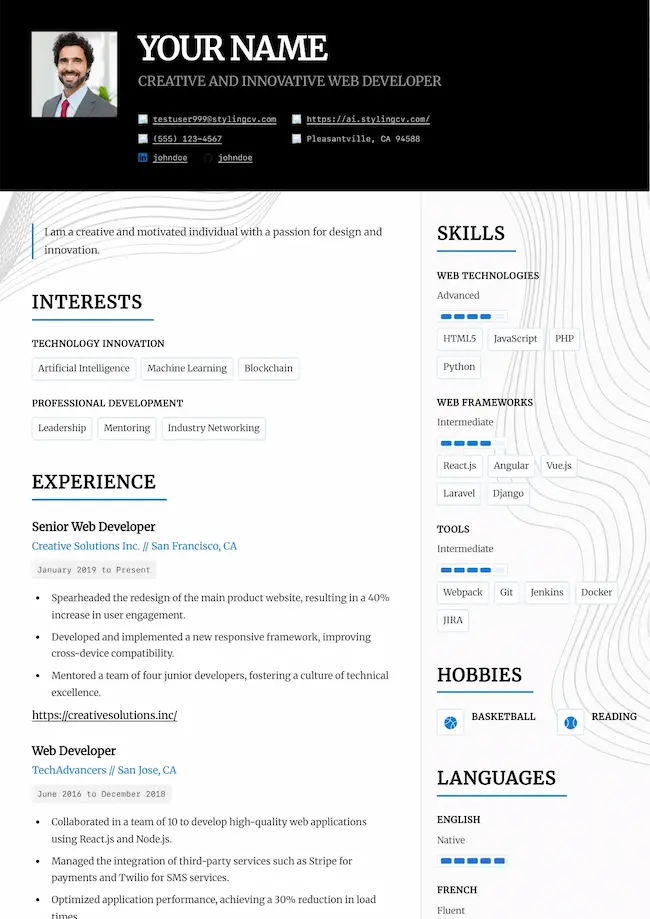 معاينة قالب سيرة ذاتية Architect — StylingCV