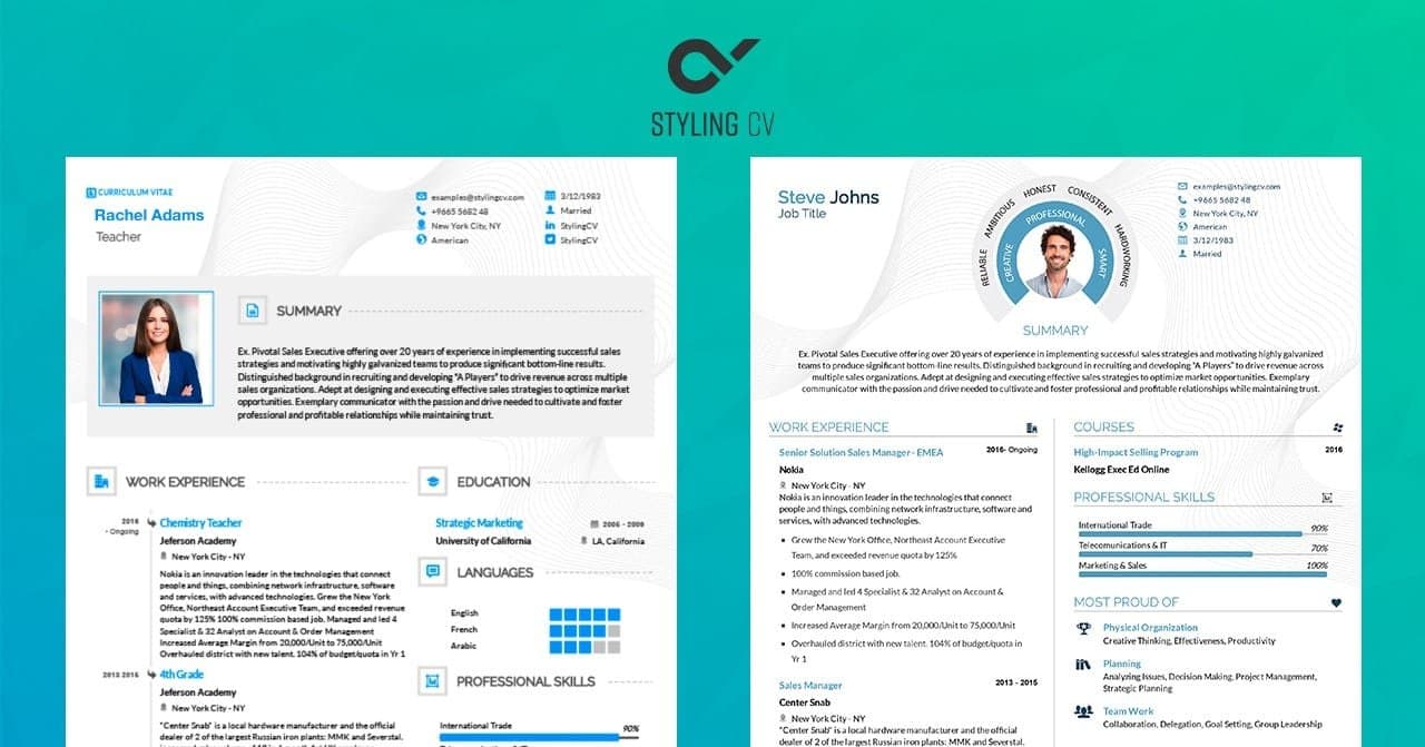 Professional resume template preview - StylingCV