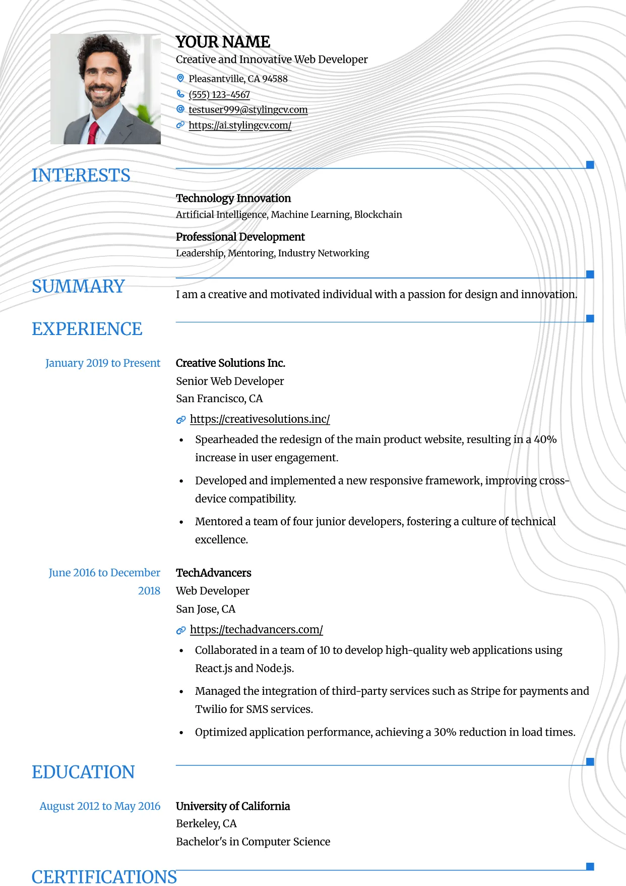 Grid نموذج سيرة ذاتية