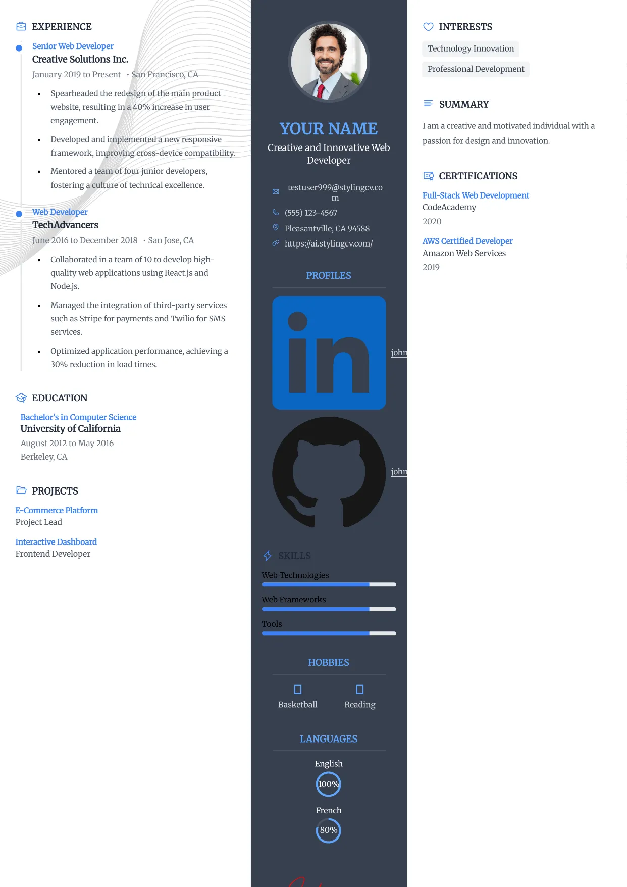 Newcast نموذج سيرة ذاتية