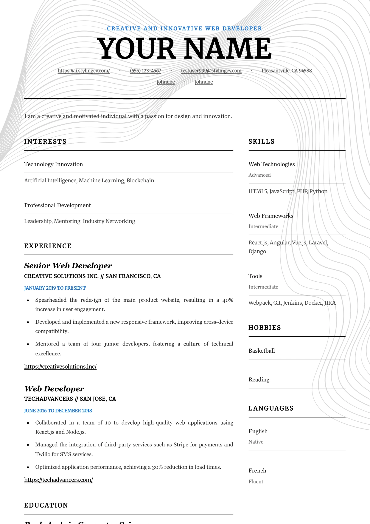Editorial Resume Template