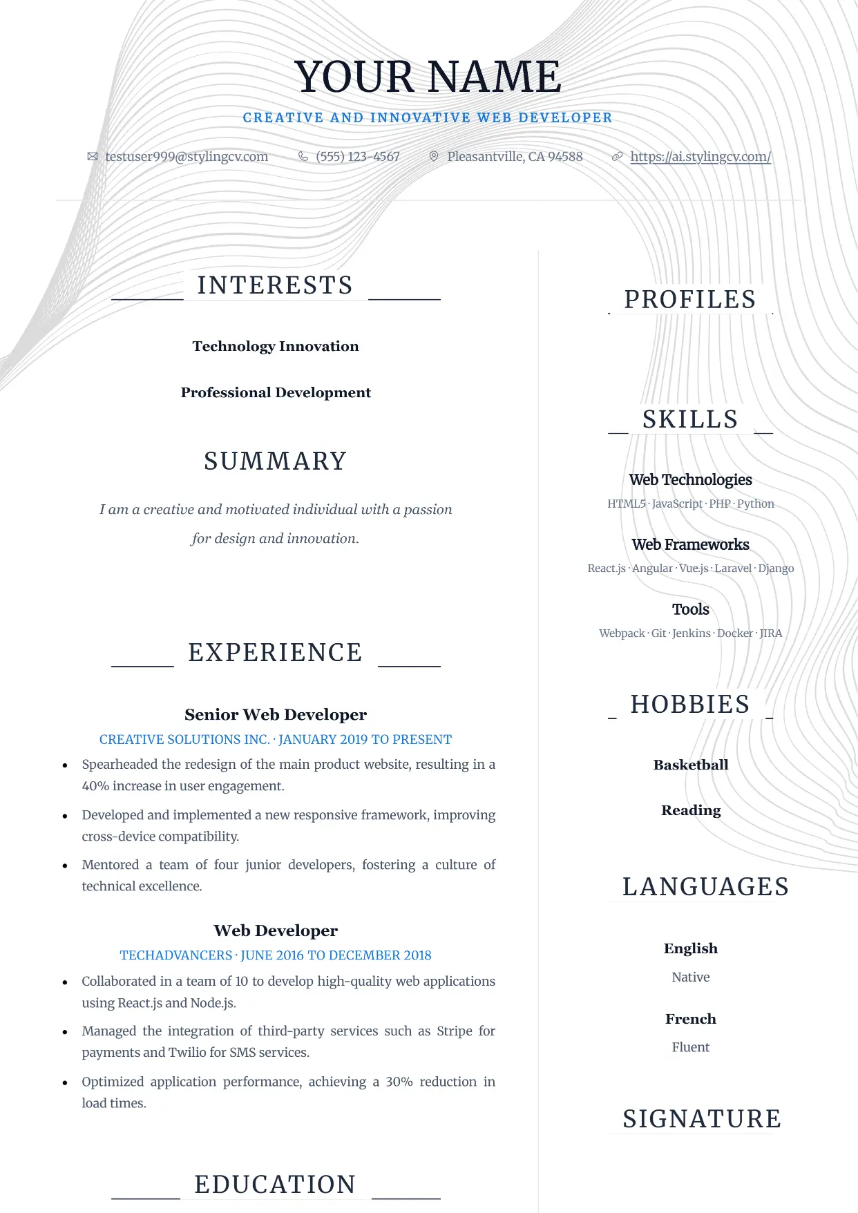Pure Resume Template