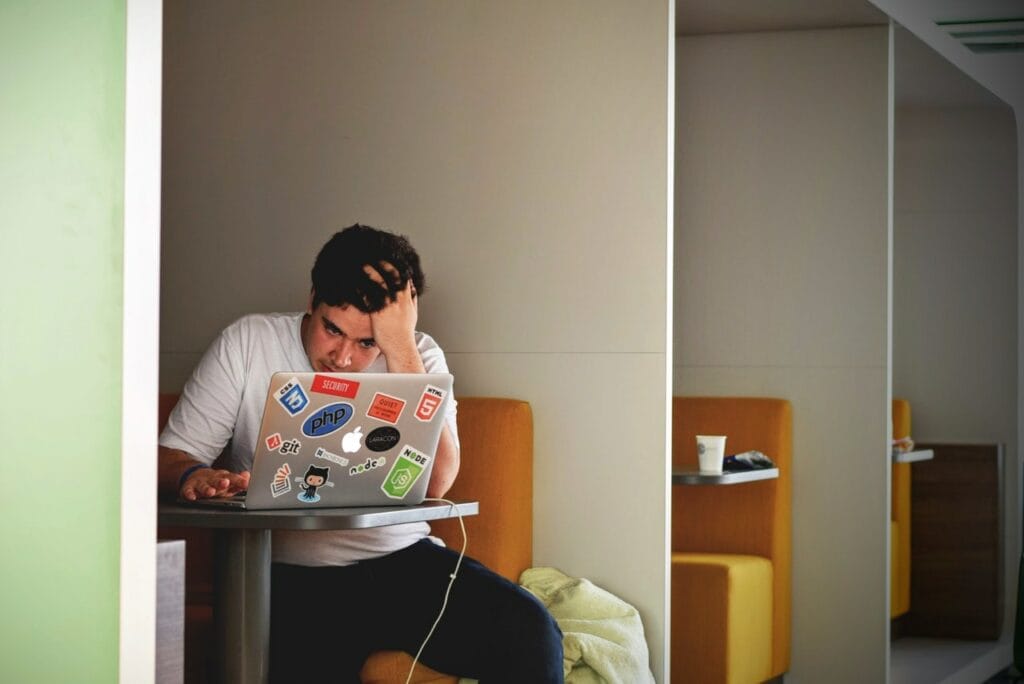man stressed because of work