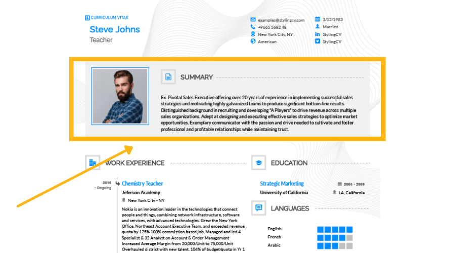 résumé de CV