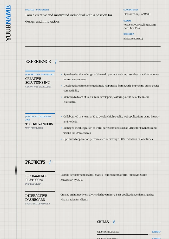 معاينة قالب سيرة ذاتية Axiom — StylingCV