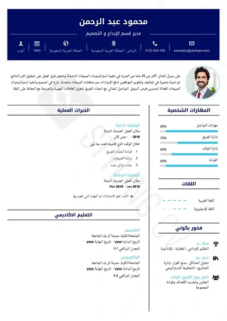 معاينة قالب سيرة ذاتية Blank Template — StylingCV