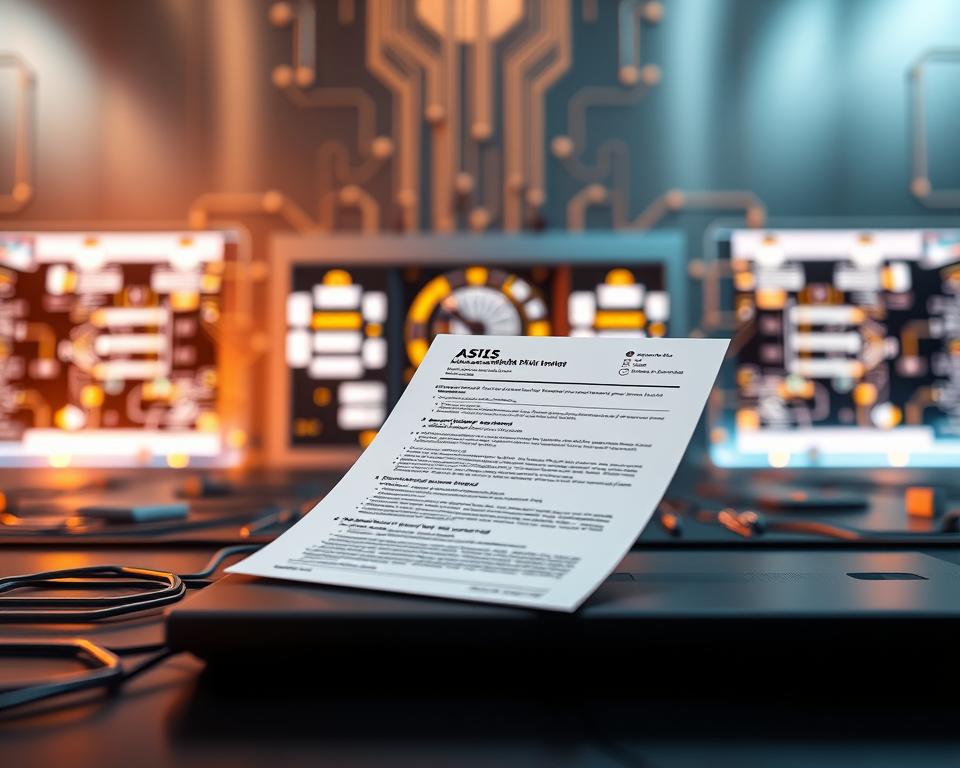 A complex web of interconnected databases and algorithms, an applicant tracking system (ATS) stands as a gatekeeper, evaluating and sorting job applications. Depicted against a backdrop of sleek, metallic surfaces, the ATS interface emerges, its UI elements arrayed with precision. Warm lighting casts a subtle glow, creating a sense of professionalism and order. In the foreground, a résumé navigates this digital landscape, its contents scrutinized by the ATS's analytical algorithms. The scene conveys the challenge of optimizing one's application to overcome the ATS hurdle, highlighting the need for a deeper understanding of this crucial recruitment technology.