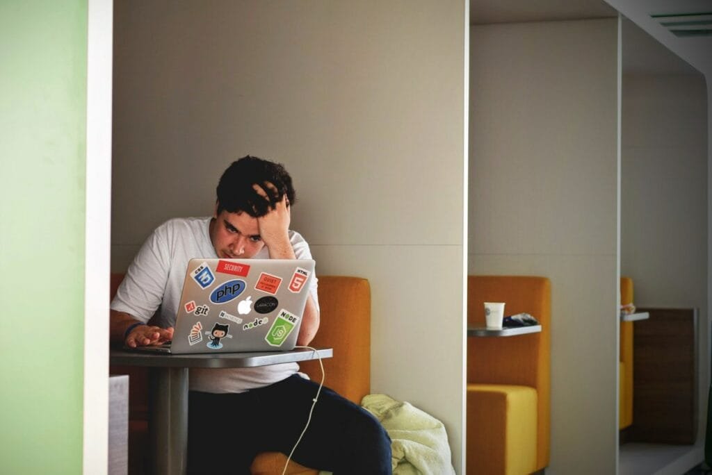 man stressed because of work