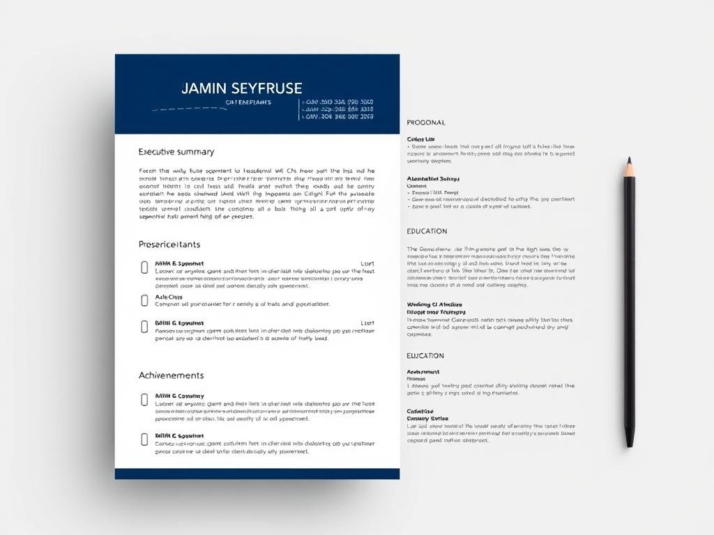 Executive CV template with professional layout