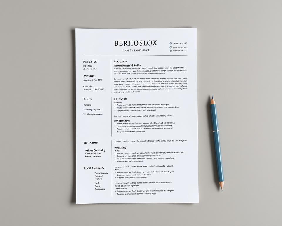 A meticulously organized resume showcasing a professional's career highlights in a clean, visually appealing layout. The document is placed on a minimalist, muted background with subtle gradients, allowing the content to take center stage. Crisp lighting illuminates the resume's key sections, such as work experience, skills, and education, emphasizing their importance. The overall composition conveys a sense of structure, clarity, and attention to detail - essential qualities for a successful job application.