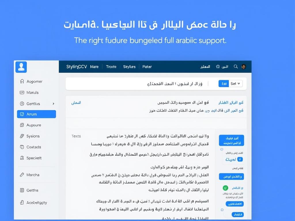 واجهة StylingCV AI باللغة العربية تظهر دعم اللغة الكامل