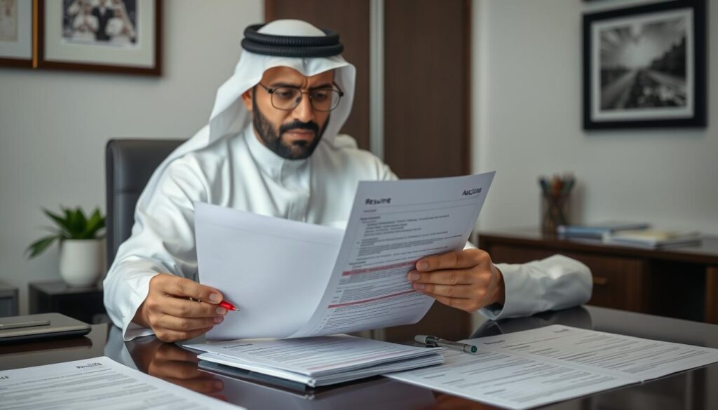 HR professional reviewing resumes with common mistakes highlighted HR professional reviewing resumes with common mistakes highlighted