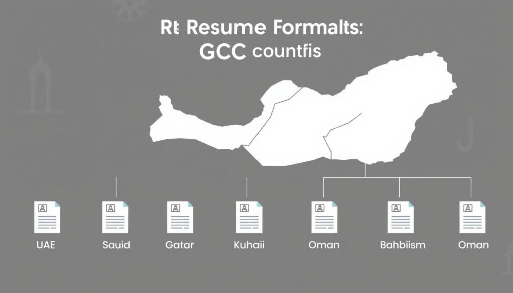 Map of GCC countries with resume format differences highlighted Map of GCC countries with resume format differences highlighted