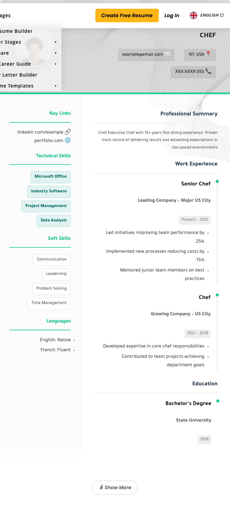 Chef Resume Example - Free Templates 2026