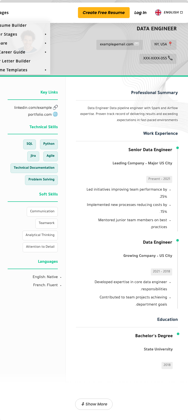 Data Engineer Resume Example - Free Templates 2026