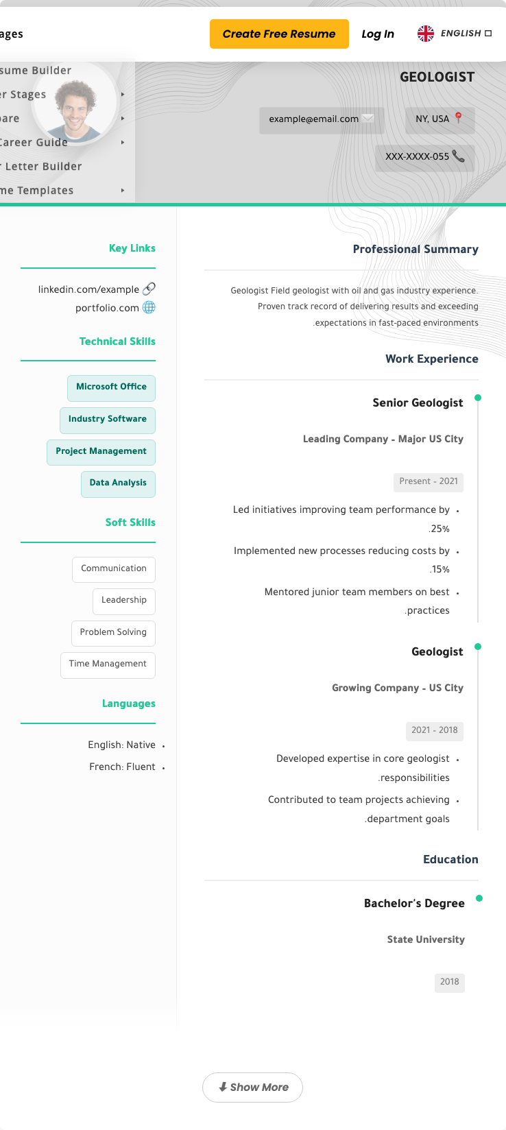 Geologist Resume Example - Free Templates 2026
