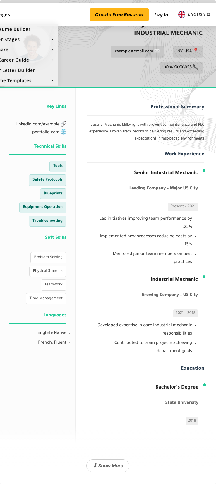 Industrial Mechanic Resume Example - Free Templates 2026