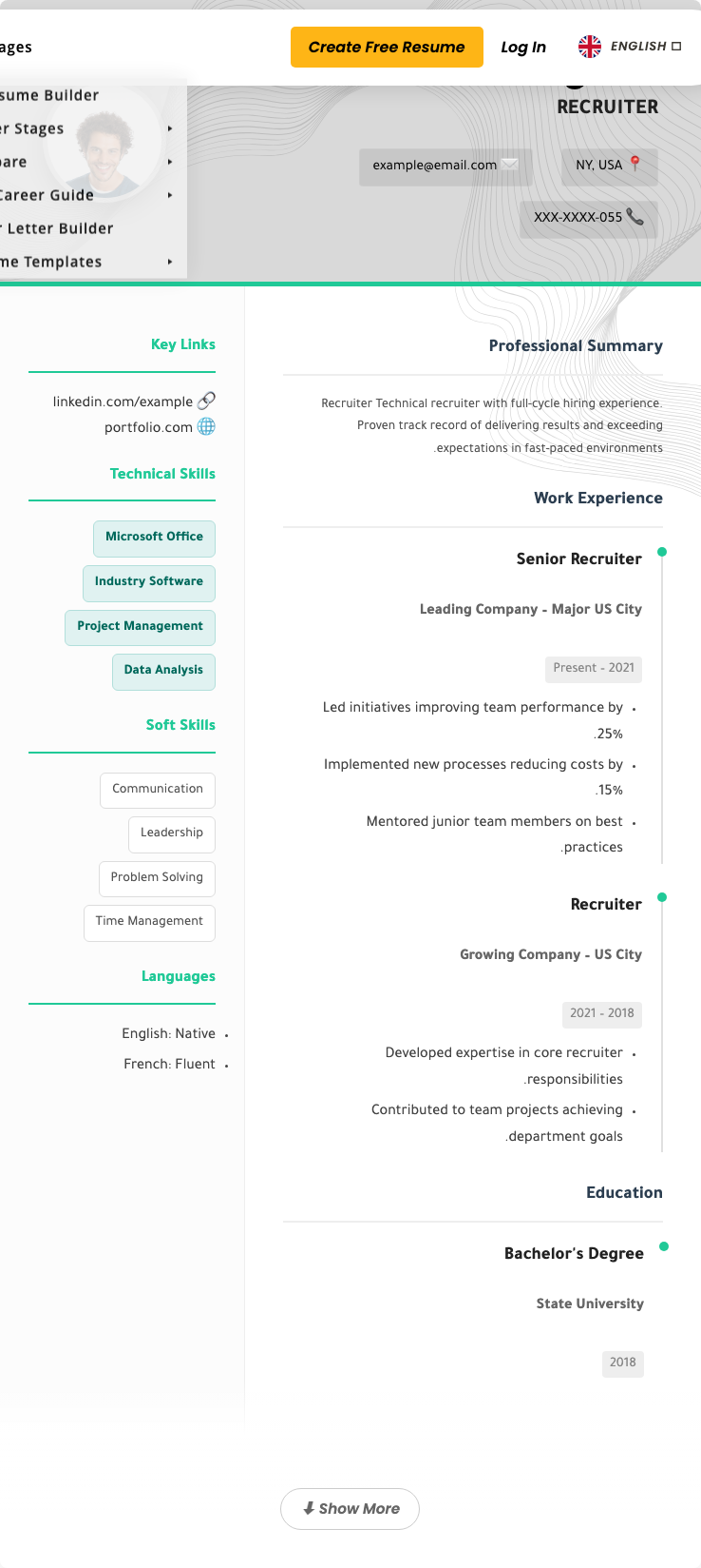 Recruiter Resume Example - Free Templates 2026