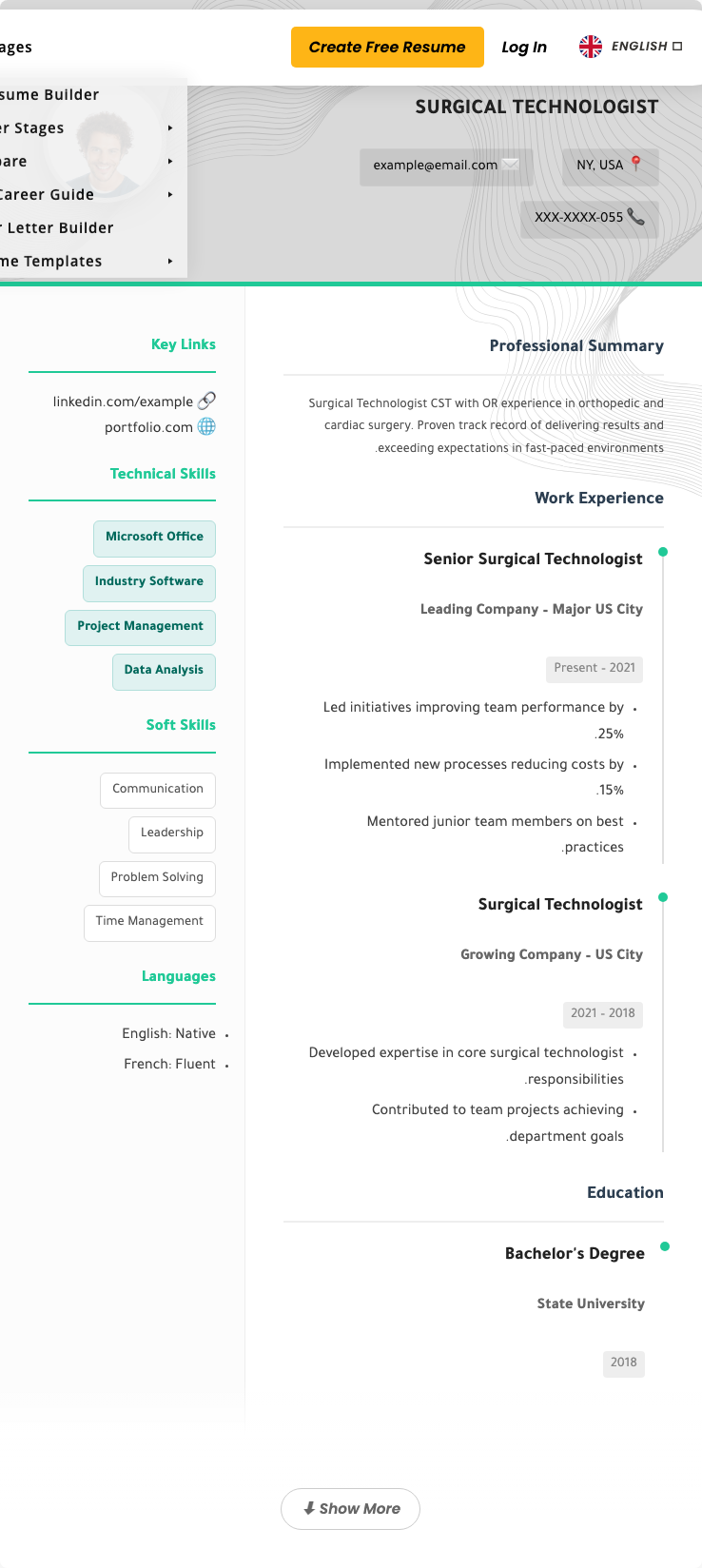 Surgical Technologist Resume Example - Free Templates 2026