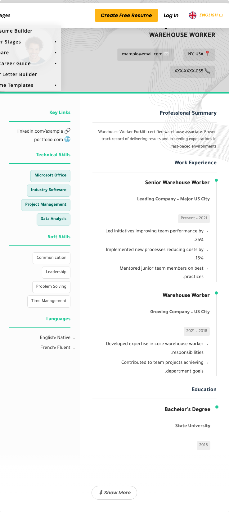 Warehouse Worker Resume Example - Free Templates 2026