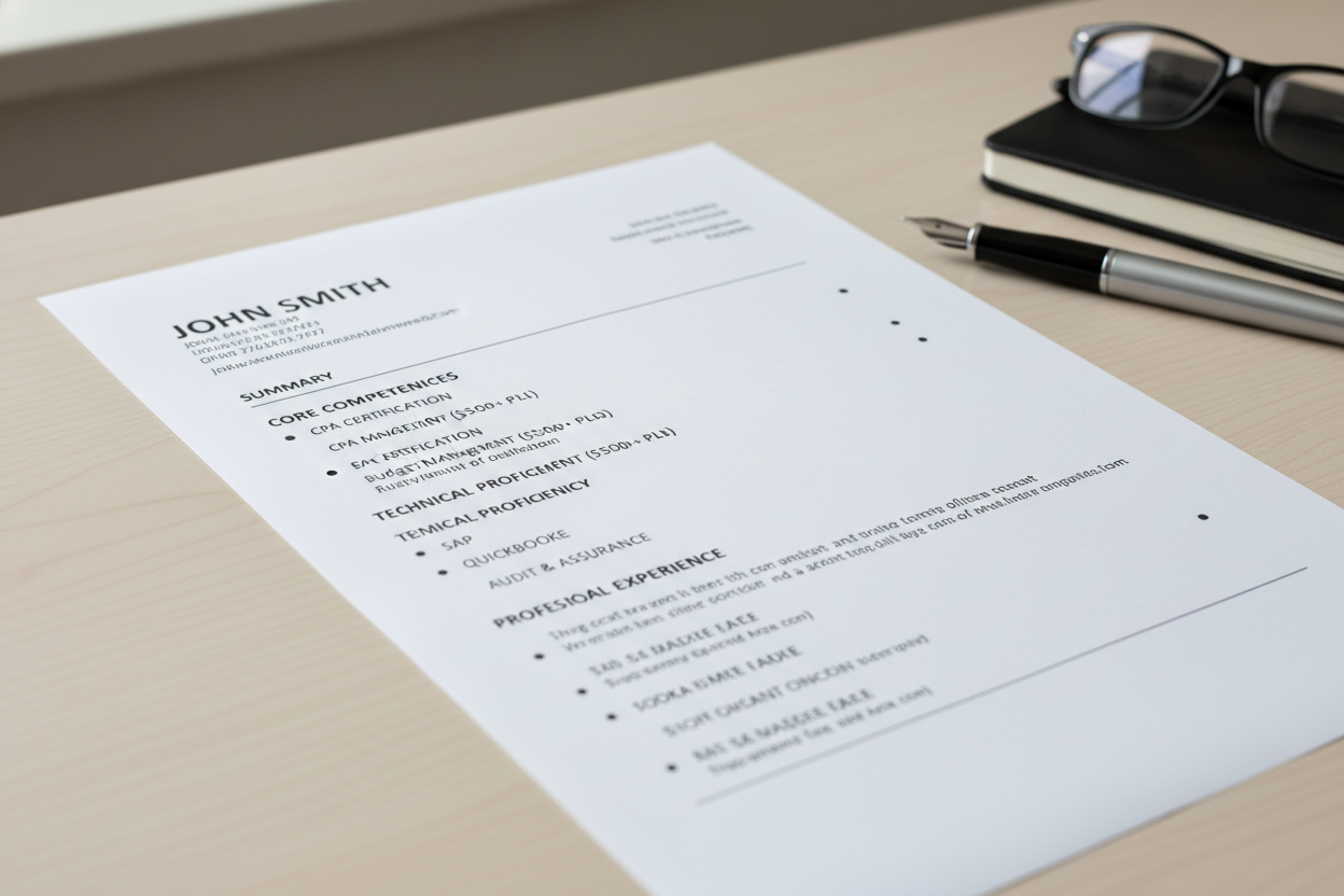 Finance resume showing financial metrics and certifications