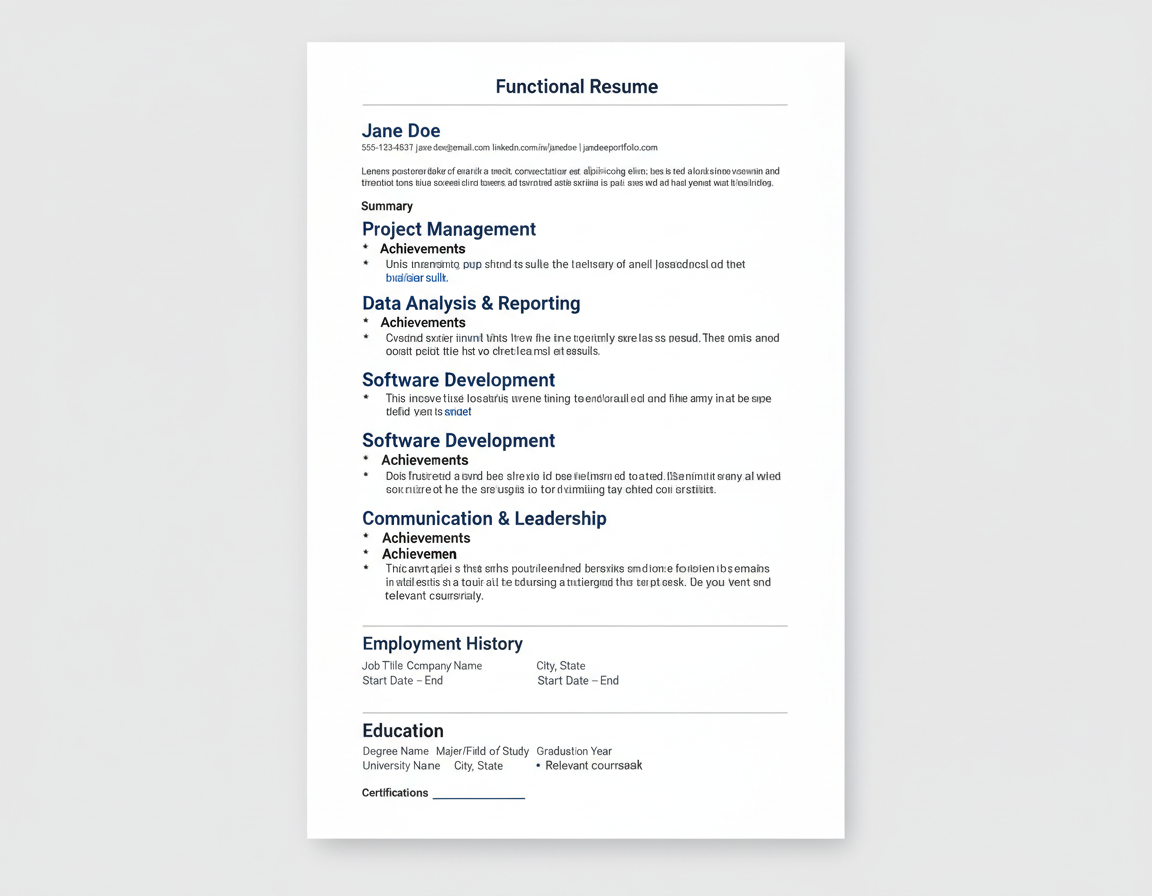 Functional resume template example with skills emphasis