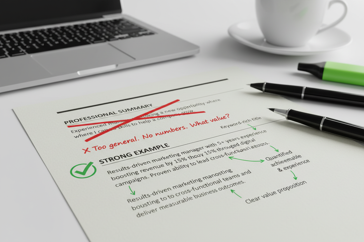 Examples of effective professional summary sections