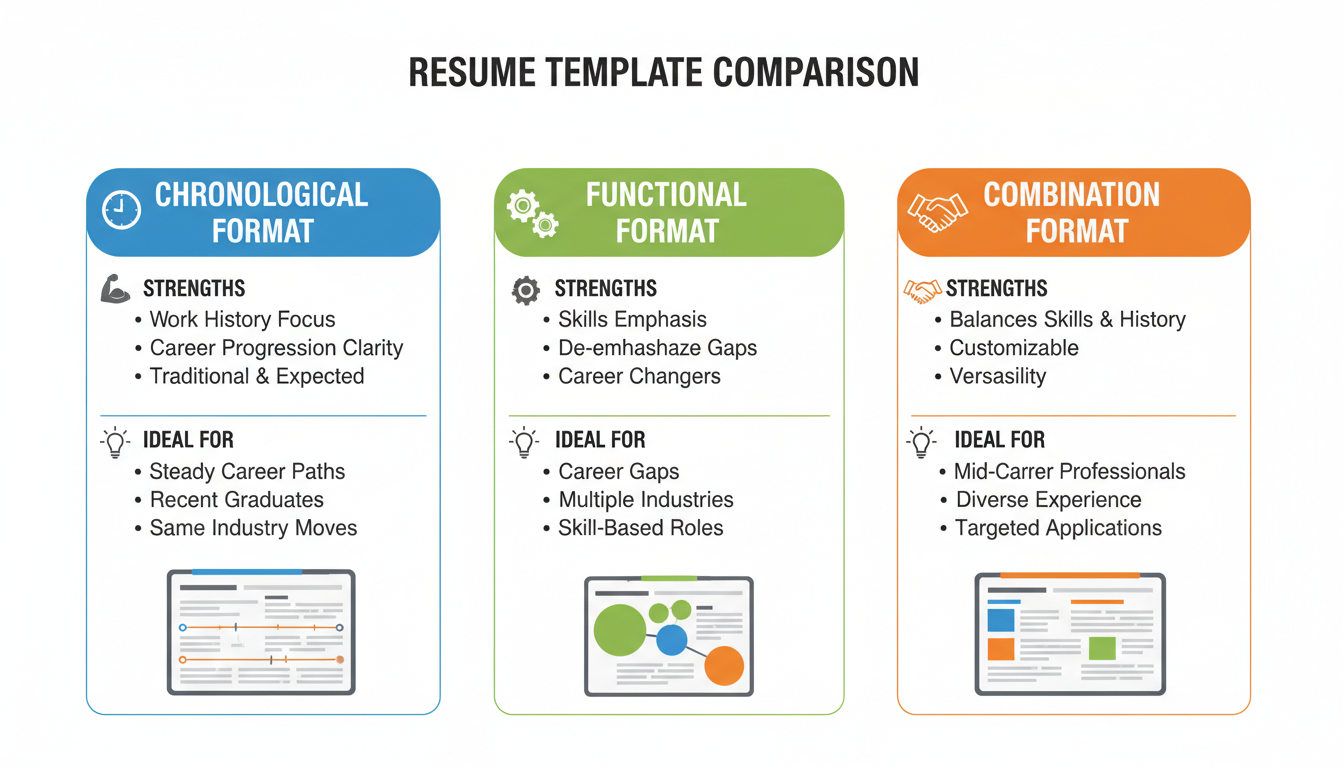 Comparison chart of different ATS resume template types