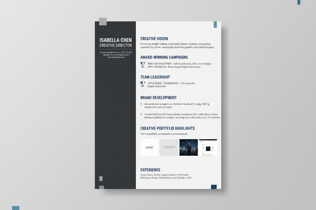 Creative director ATS friendly resume template