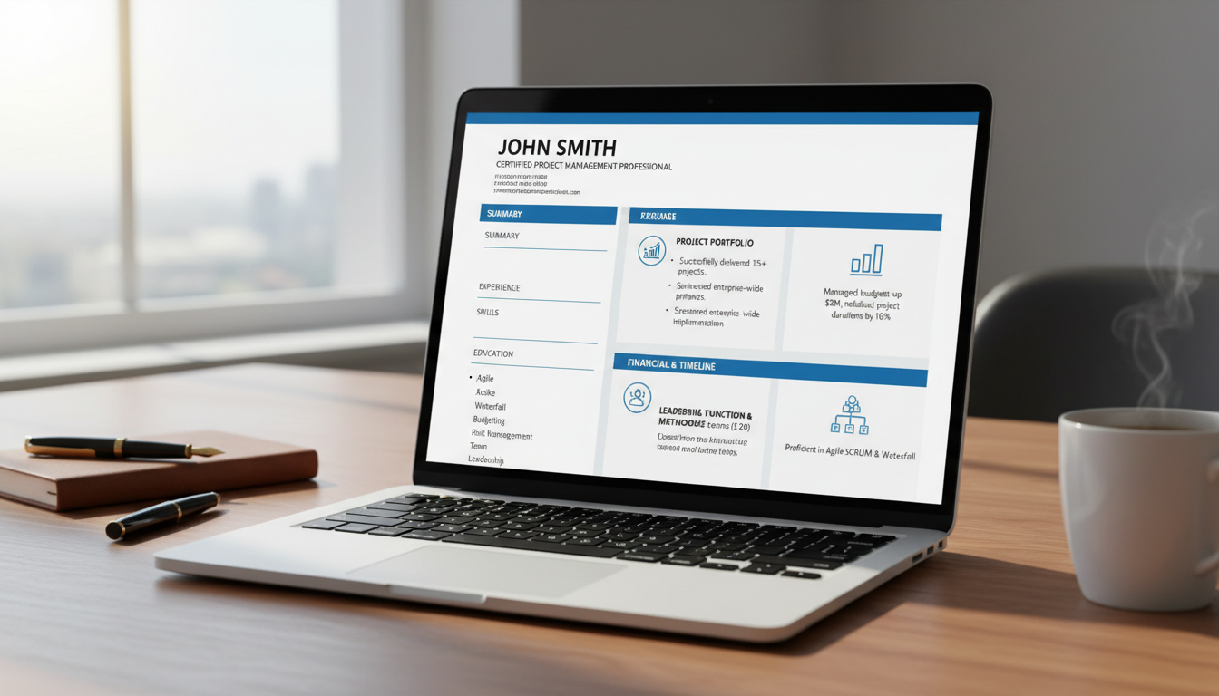 Project manager ATS friendly resume template with project achievements