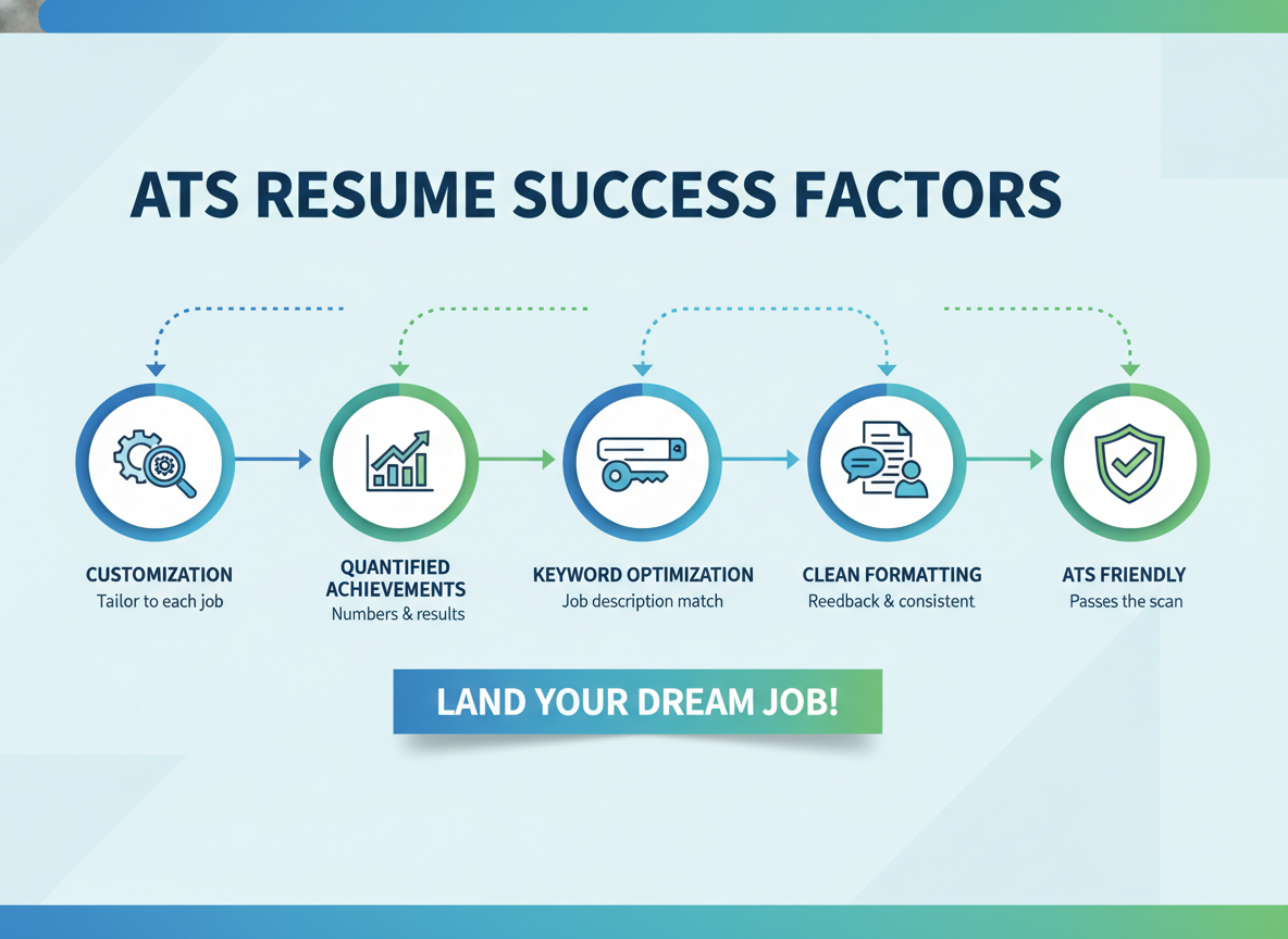 Success factors infographic for ATS resumes