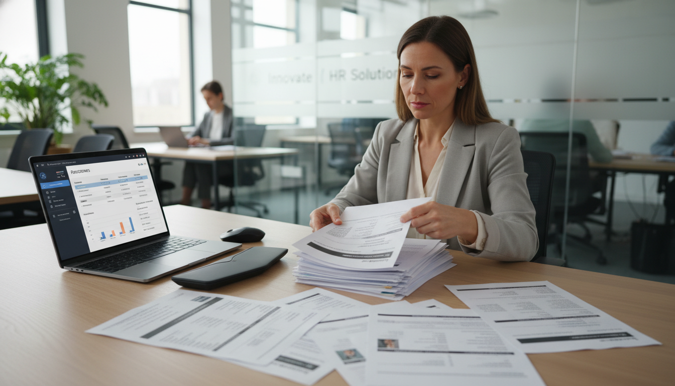 Recruiter reviewing resumes that passed ATS screening