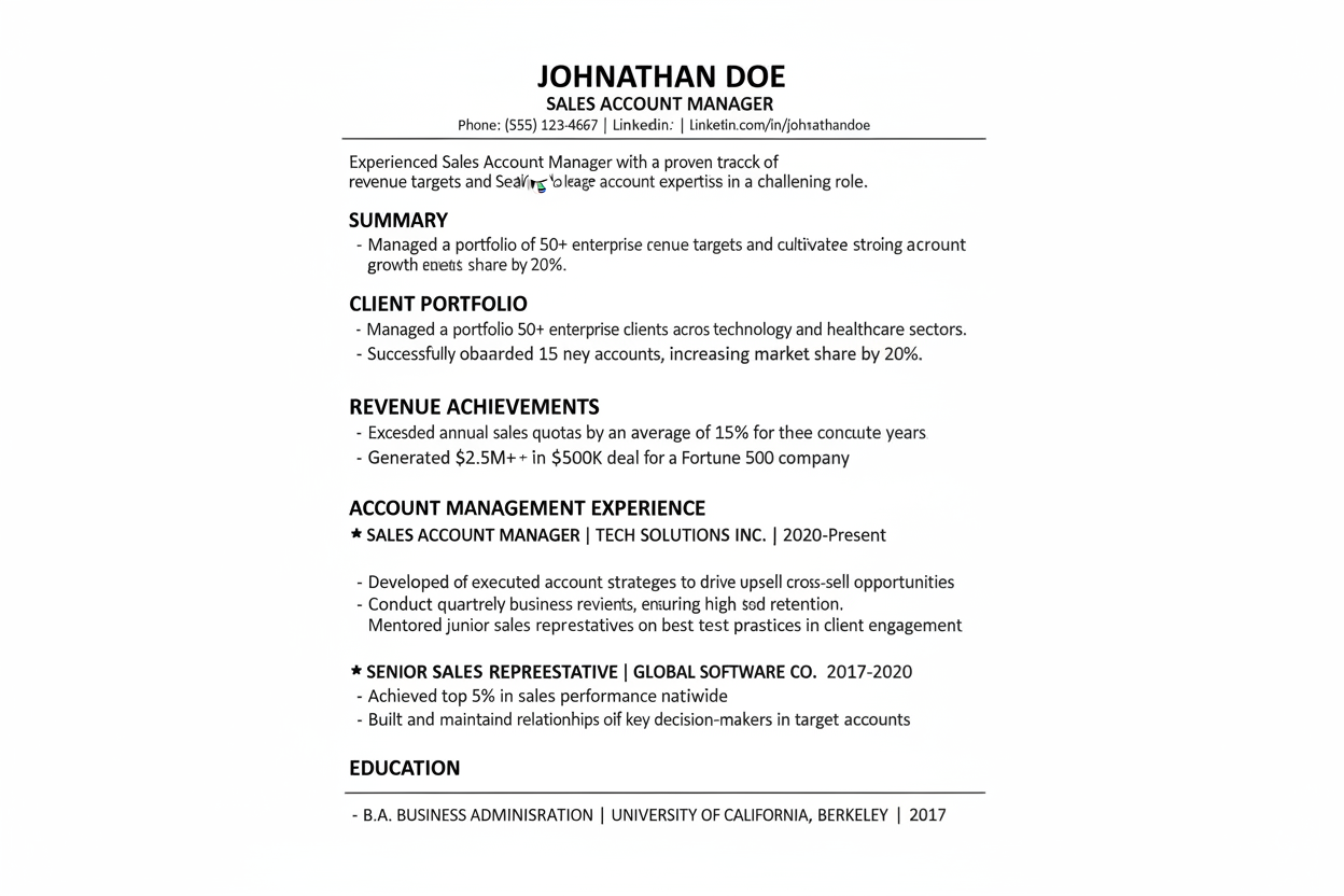Sales account manager ATS resume template
