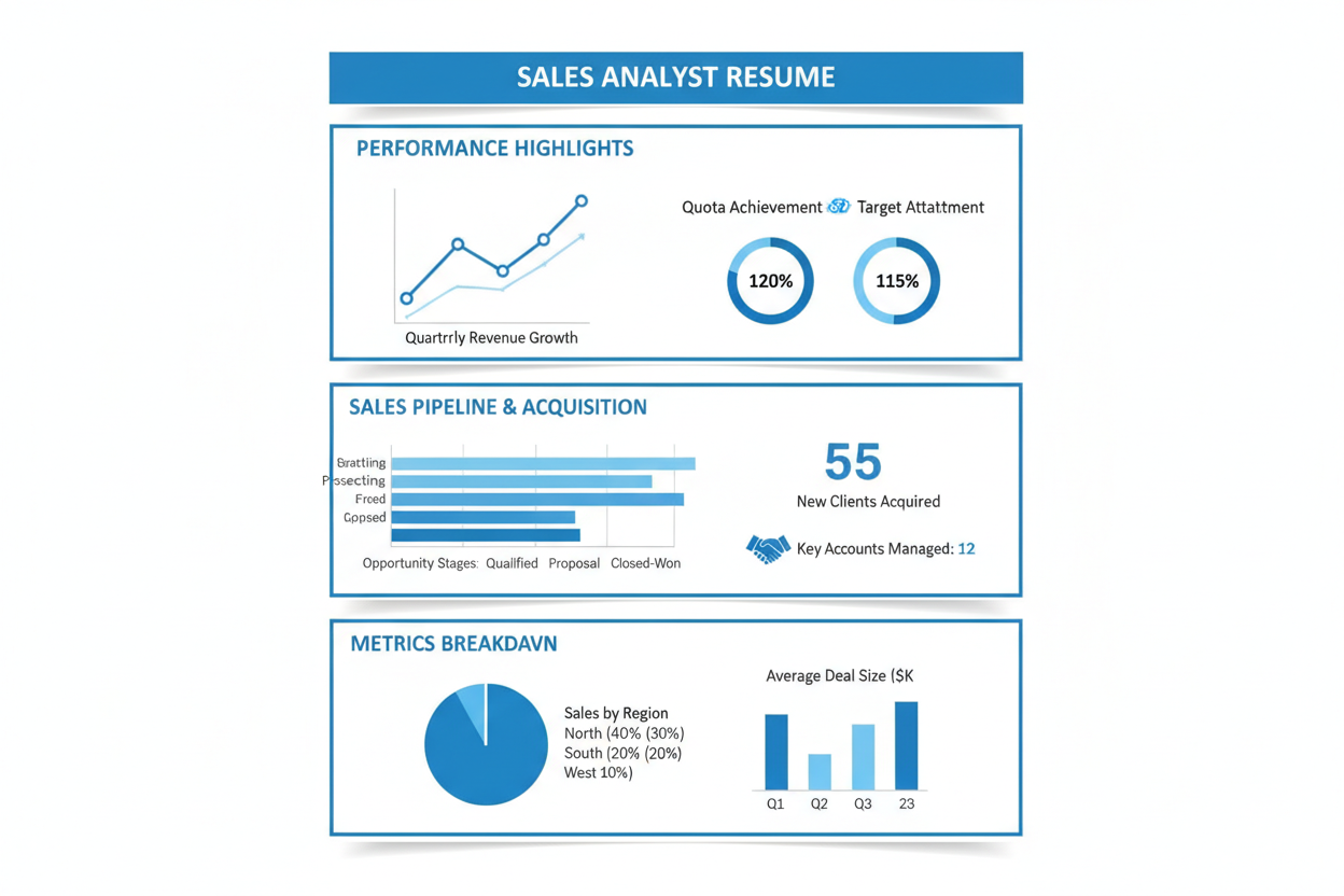 Sales metrics dashboard integrated into resume template design