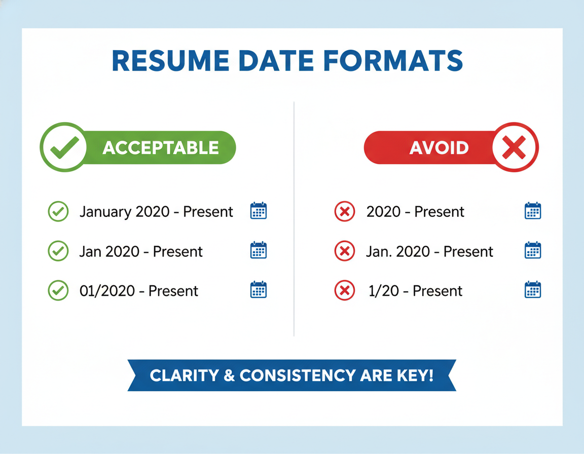 Examples of proper date formatting for ATS resume templates