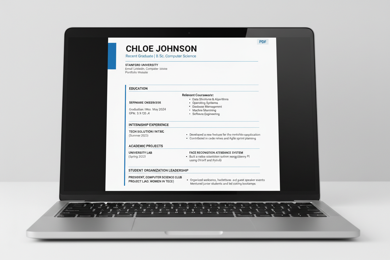 Recent graduate ATS resume template