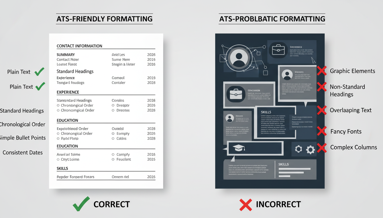 Side-by-side comparison of good versus bad ATS formatting
