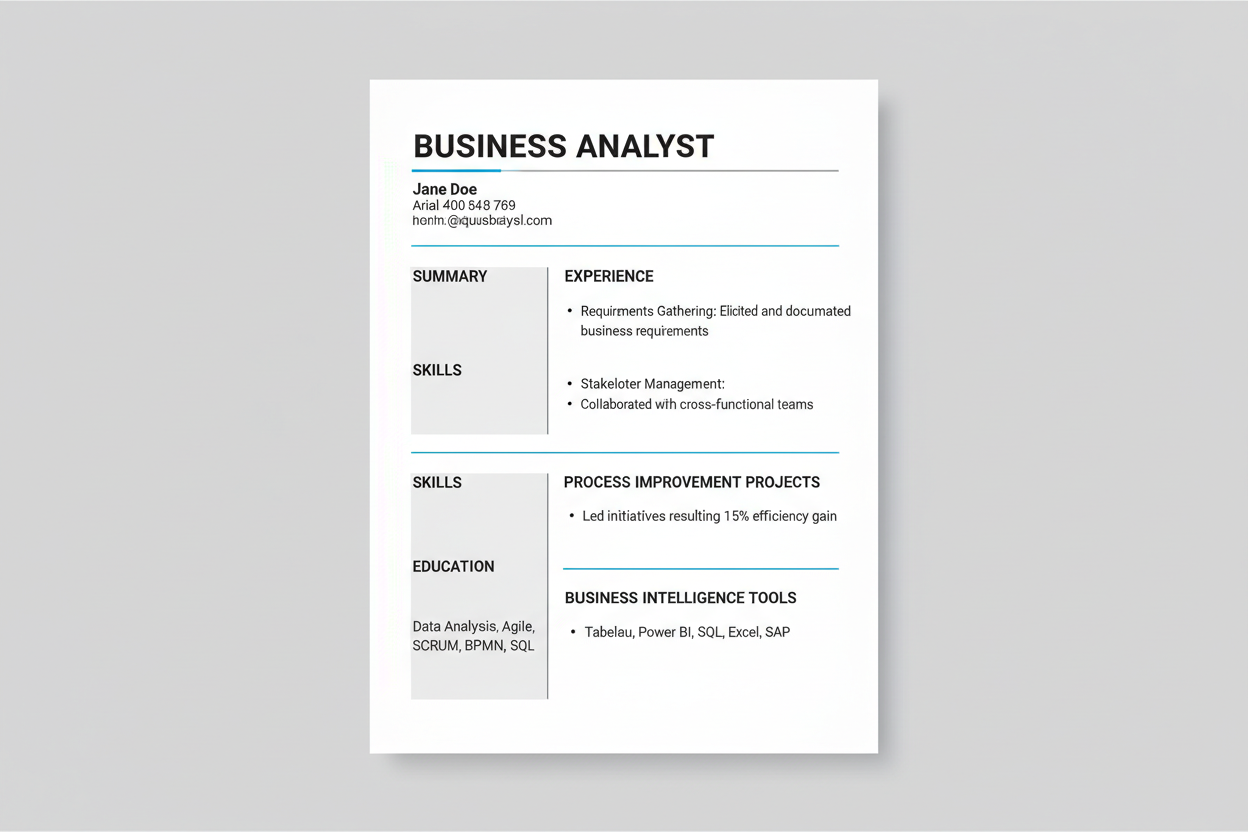 Business analyst ATS resume template