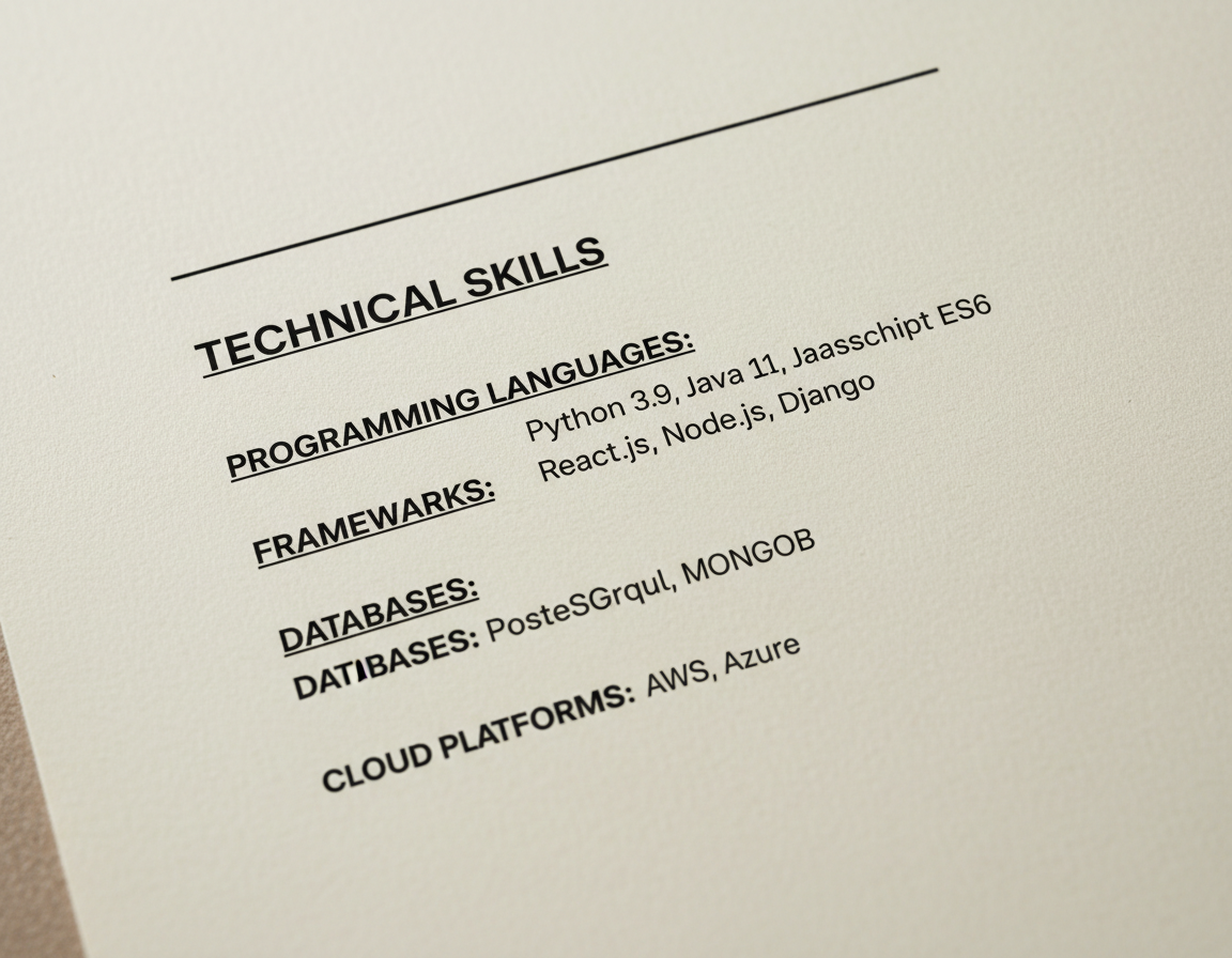 Technology resume technical skills section example