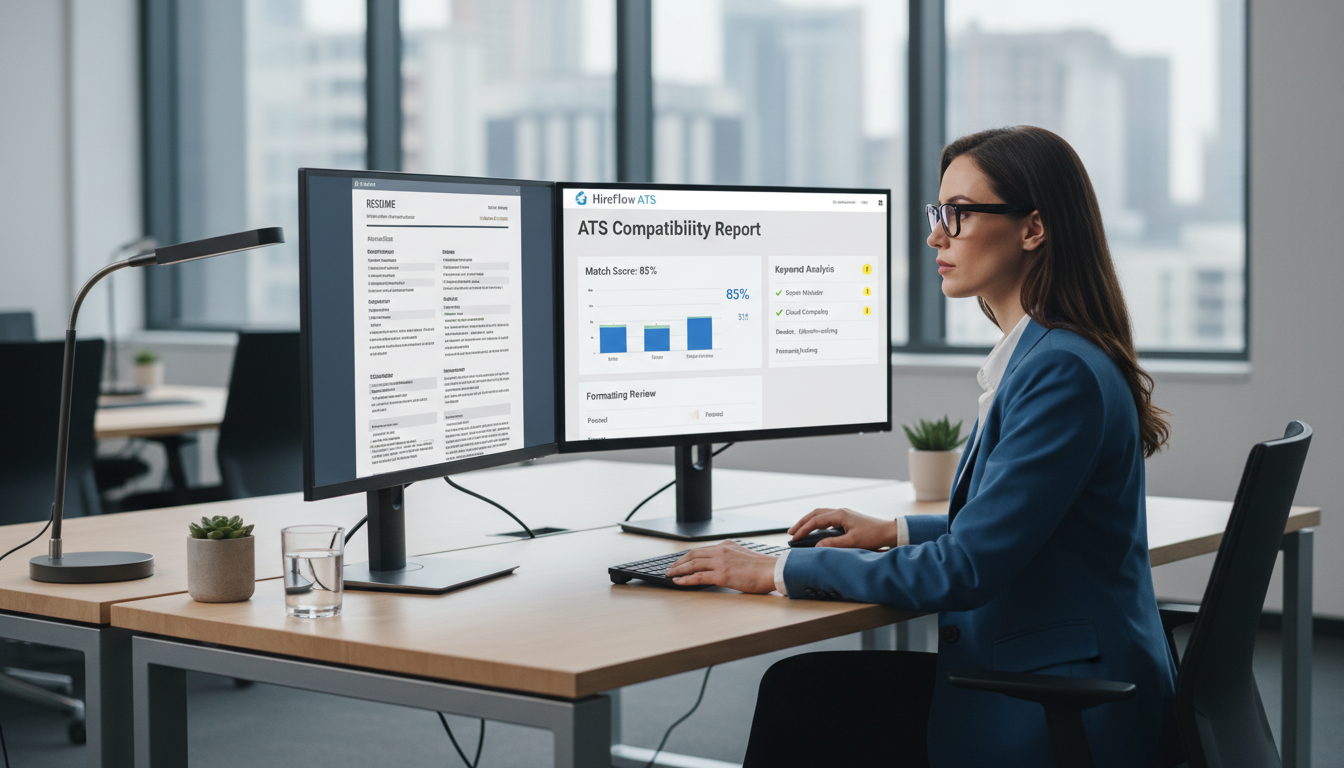 Professional testing ATS resume compatibility on computer