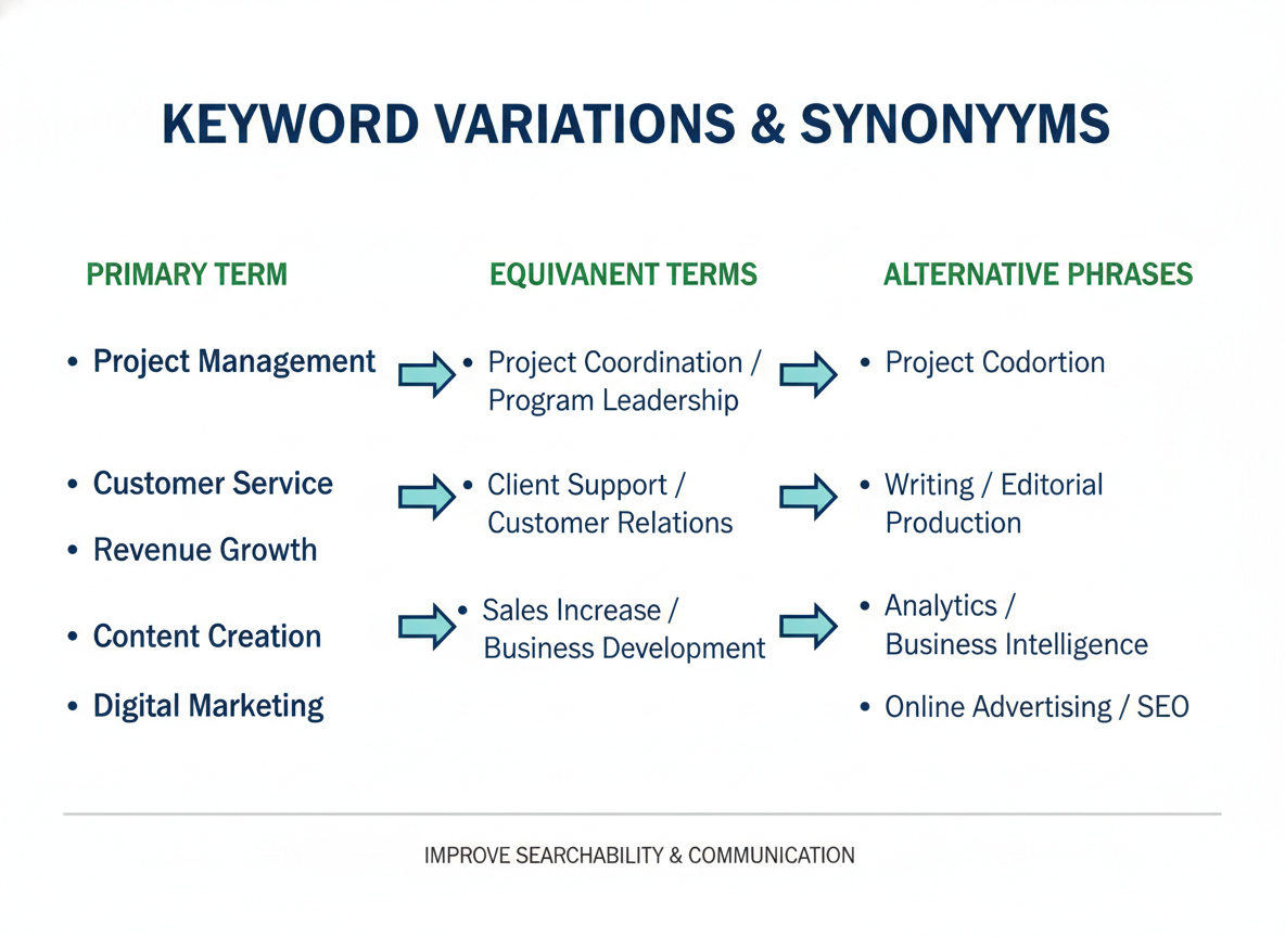 Keyword variation examples for ATS optimization