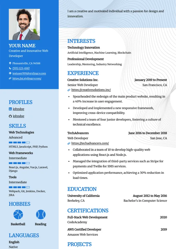 Bold resume template