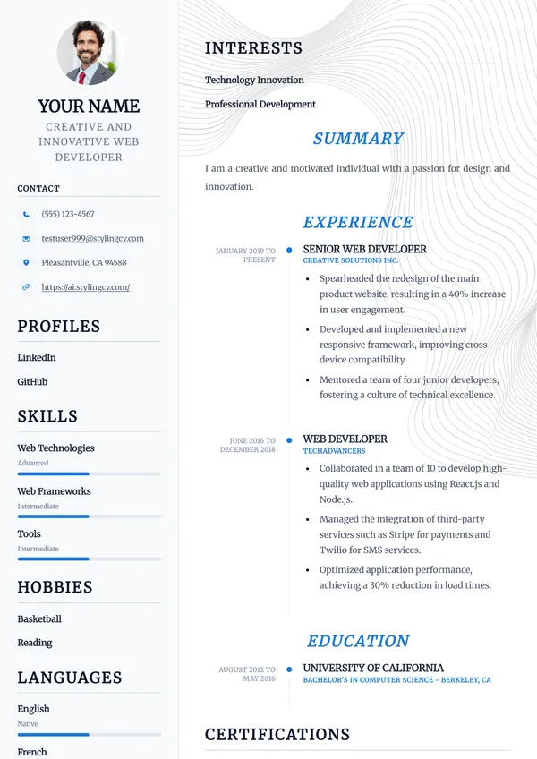 Compact resume template