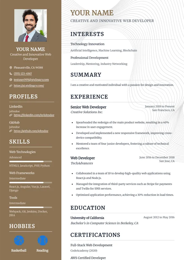 Confidence resume template
