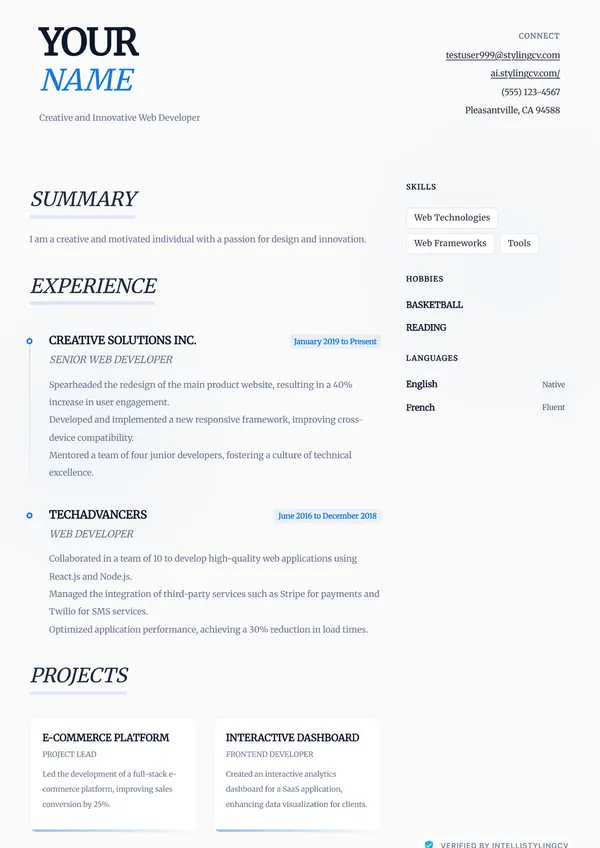 Ethereal resume template