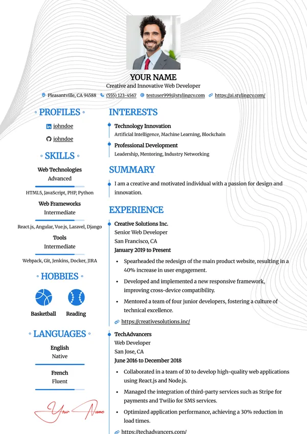 Feminine resume template