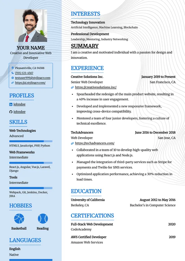 Framed resume template