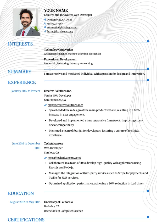 Grid resume template