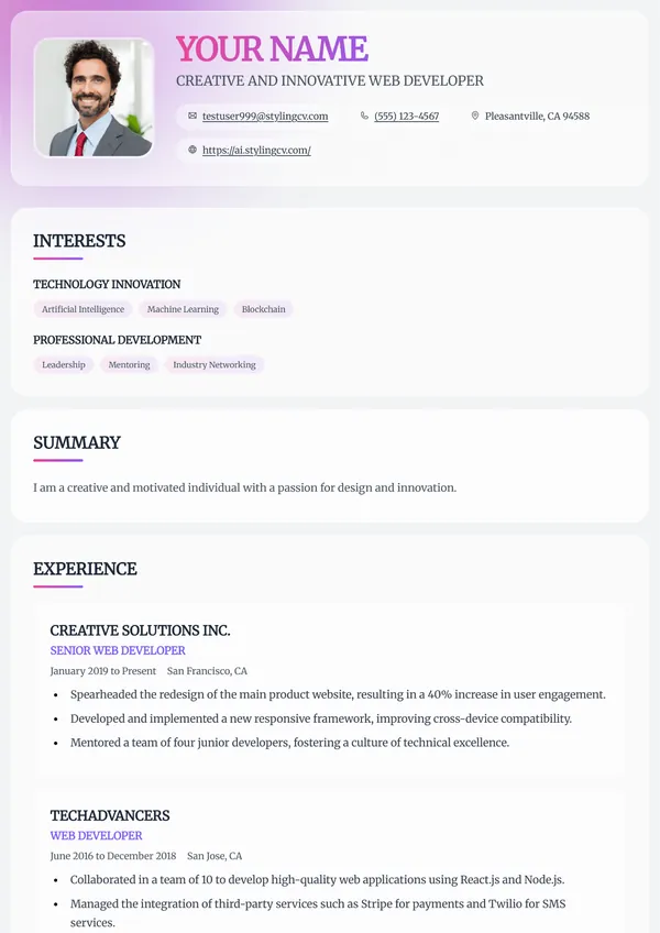 Horizon resume template