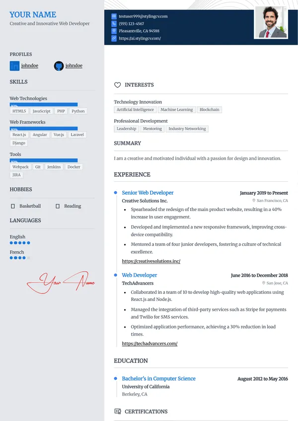 Influx resume template